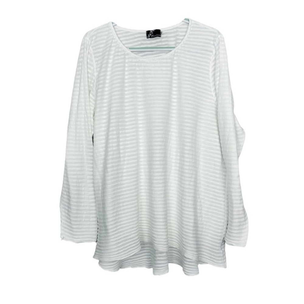 Fenini White Stripes Long Sleeve Tunic Top